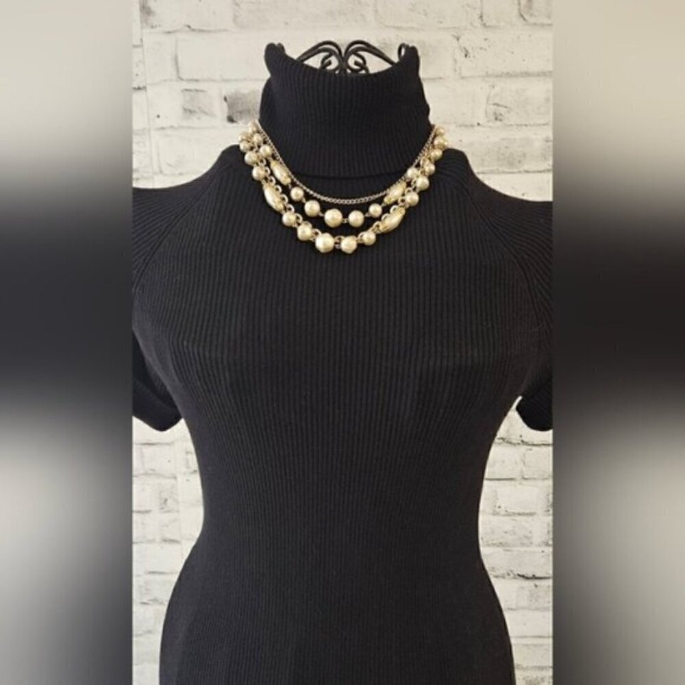 Vintage Gold Layered Pearl Necklace Multi Strand Statement Glam